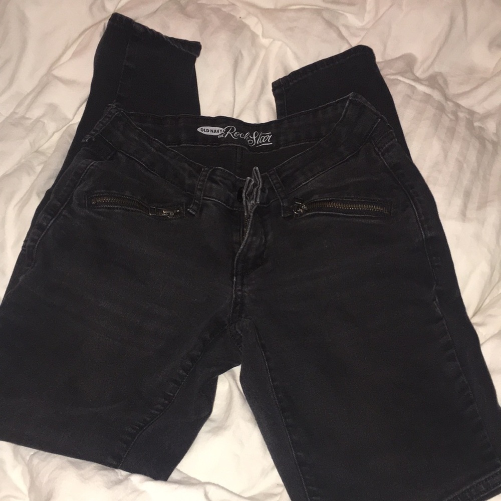 Old navy black rockstar skinny jeans size 2